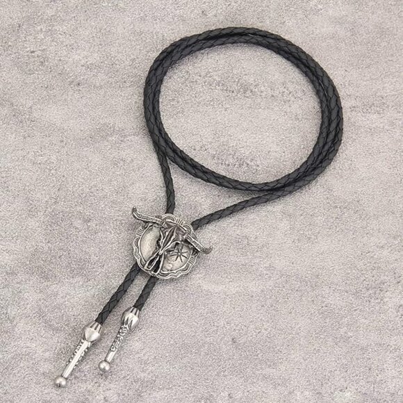 Native American Bolo Tie Rodeo Cowboy Leather - Picture 1 of 7